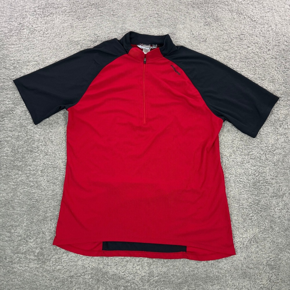 Sugoi Mens Cycling Jersey Large Red Black Short Sleeve Quarter Zip Canada Made